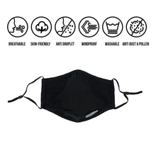 Load image into Gallery viewer, 3-Layer Cotton Mask, 100% Cotton Fabric - Reusable &amp; Washable with Inner Pocket for Carbon Filters
